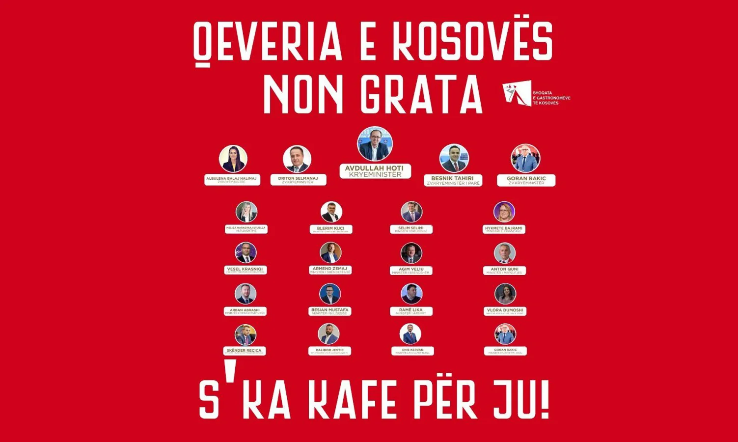 Gastronomët i shpallin “non grata” anëtarët e Qeverisë, nuk do t’u shërbejnë kafe