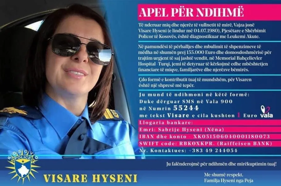 Policja e Kosovës diagnostikohet me leukemi akute, kërkon ndihmën e njerëzve vullnetmirë