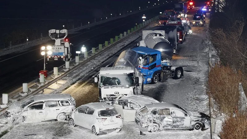 Stuhia e dëborës godet autostradën japoneze, përplasen 134 automjete