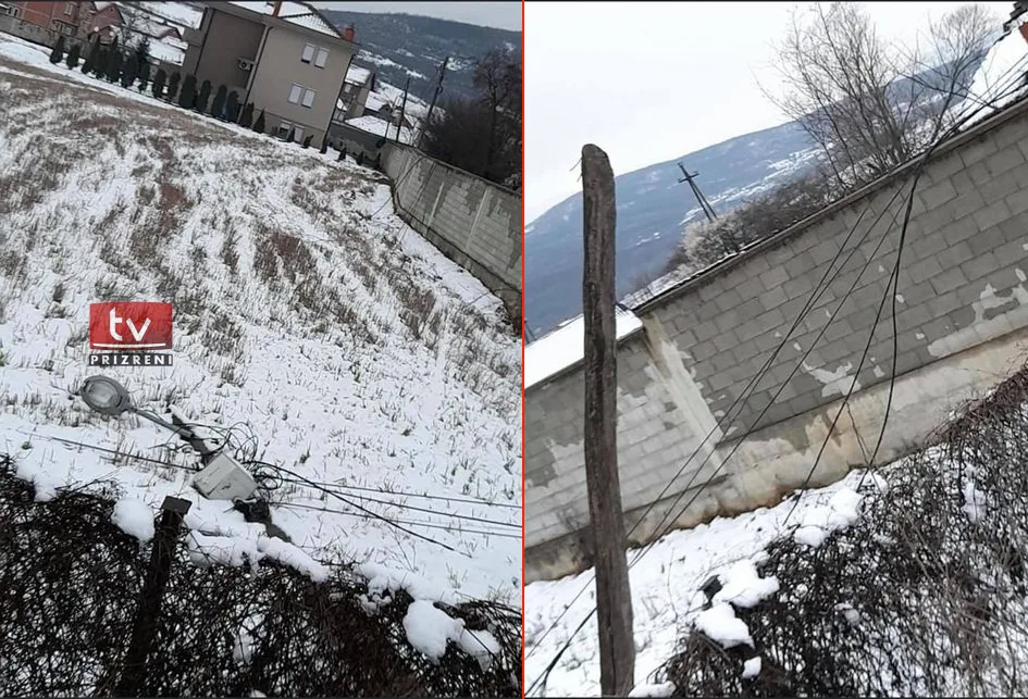 Rrëzohen shtyllat elektrike në fshatin Piranë, rrezikohen banorët