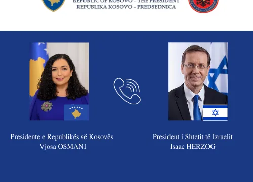 Presidentja Osmani paralajmëron vizitë të homologut të saj izraelit në Kosovë