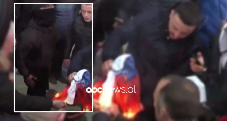 Arrestohen personat që dogjën flamurin serb në Tiranë