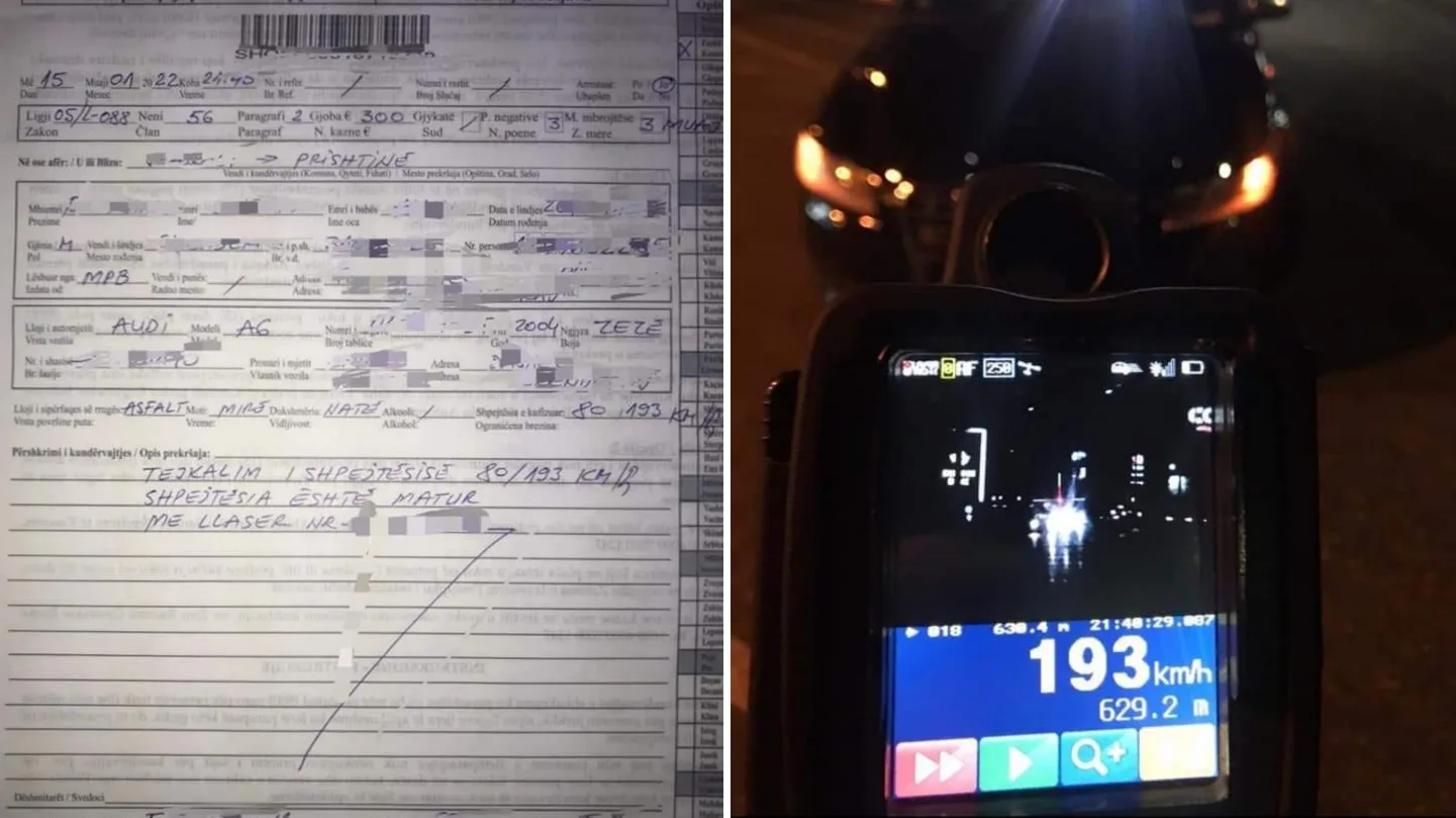 Në zonën 80 km/h Policia kapë në radar shoferin me rreth 200 km/h, më pas e gjobit me 300 euro
