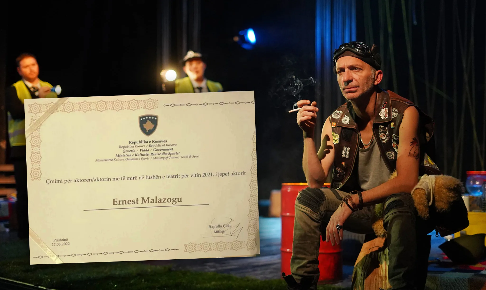 Aktori prizrenas Ernest Malazogu, shpallet aktori më i mirë në fushën e teatrit për vitin 2021