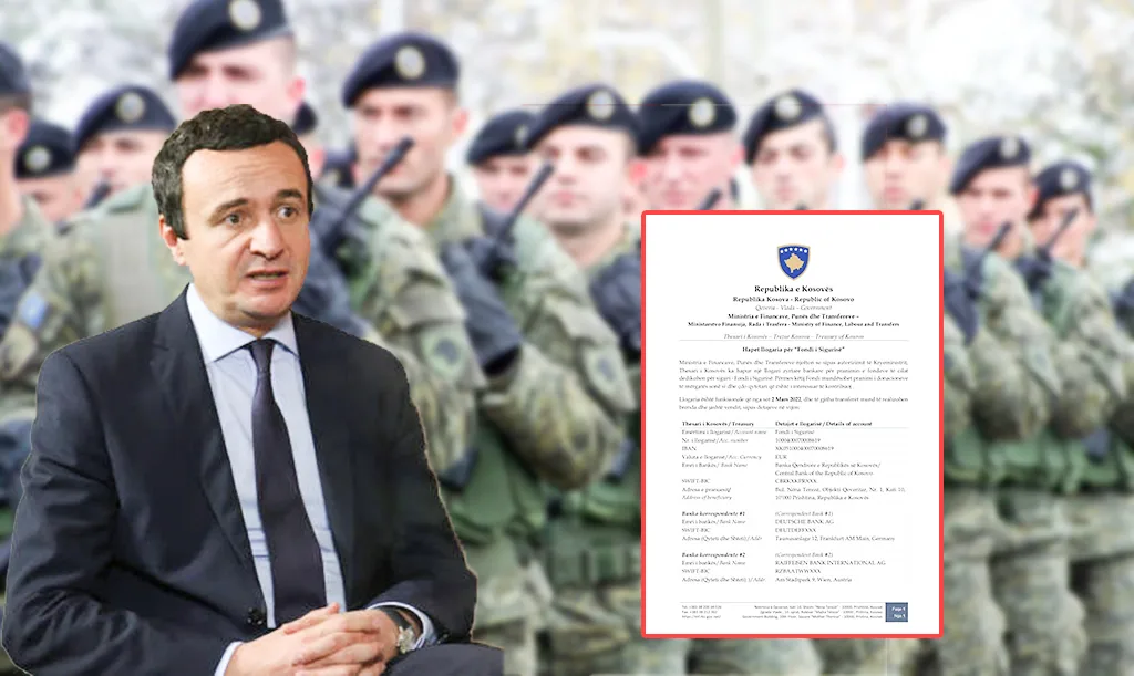 Kjo është llogaria zyrtare bankare për Fondin e Sigurisë së Kosovës