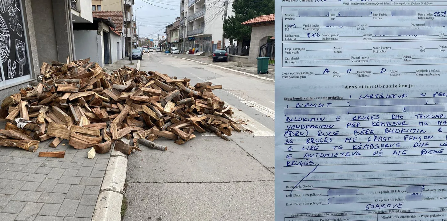 Gjobitet me 300 euro kryefamiljari në Gjakovë pasi kishte lënë drurë në trotuar duke penguar lëvizjen e lirë