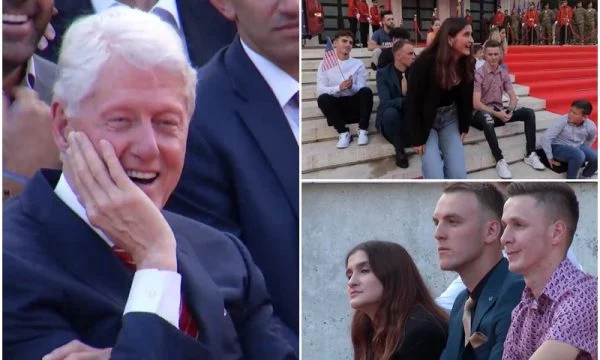 “Faleminderit Bill!” të rinjtë nga Kosova surprizojnë ish-Presidentin Clinton në Tiranë