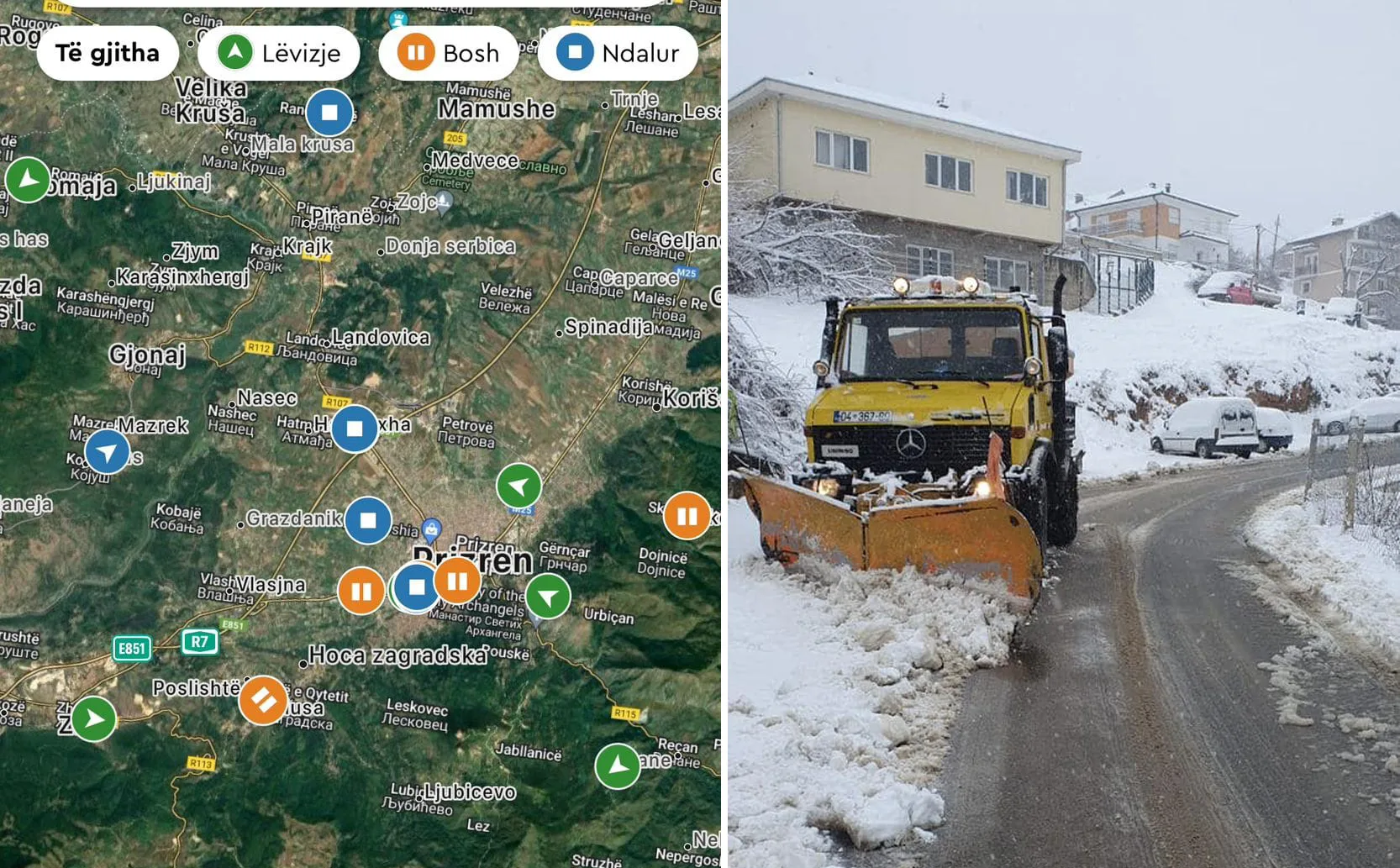 Totaj: DSHP ka angazhuar ekipet për pastrimin e borës në rrugët kryesore të Prizrenit dhe fshatrave