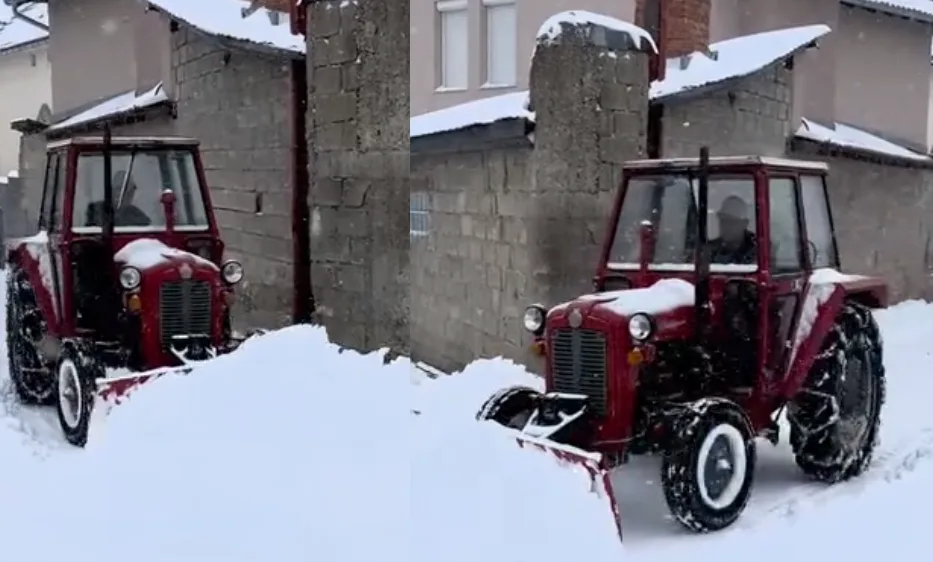 71 vjeçari nga Opoja, me traktor pastron rrugët e fshatit të mbuluara nga bora