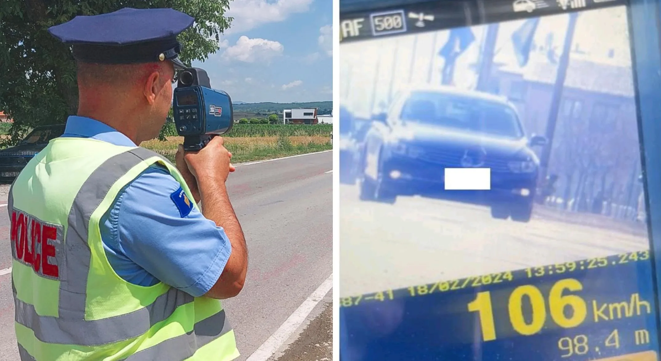 Në zonën 50 km/h prizrenasi voziti 106 km/h, gjobitet me 500 euro, 5 pikë negative dhe i konfiskohet leja qarkullimjt
