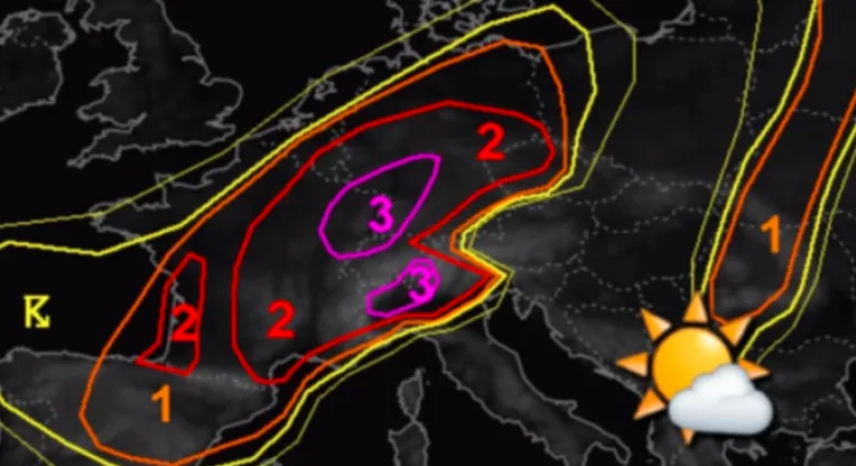 Estofex: Stuhi masive në Evropë sonte, potencial edhe për tornado!