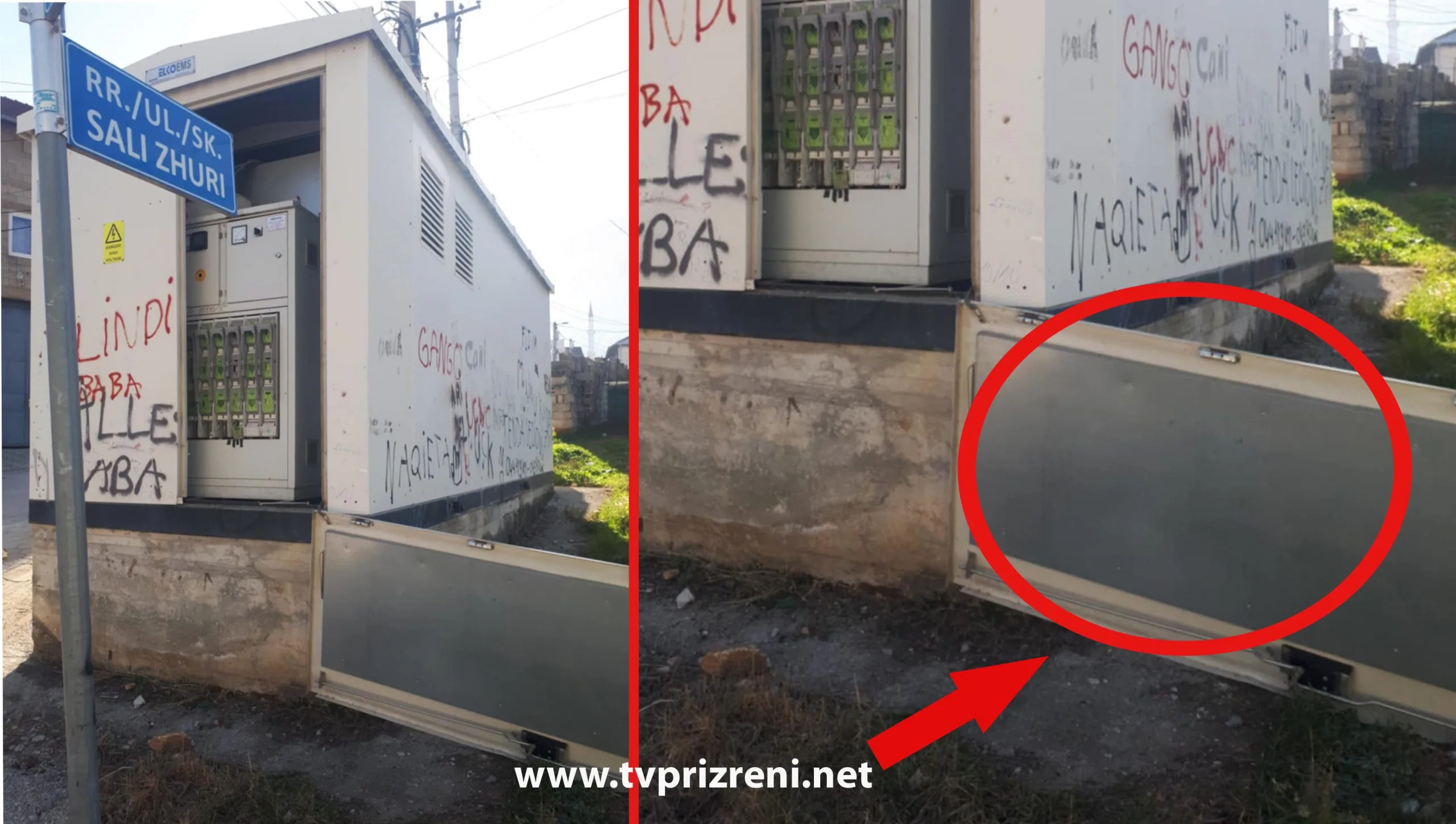 Dëmtohet dera e trafosë elektrike nga erërat e forta, rrezikohen fëmijët në Zhur (Foto)