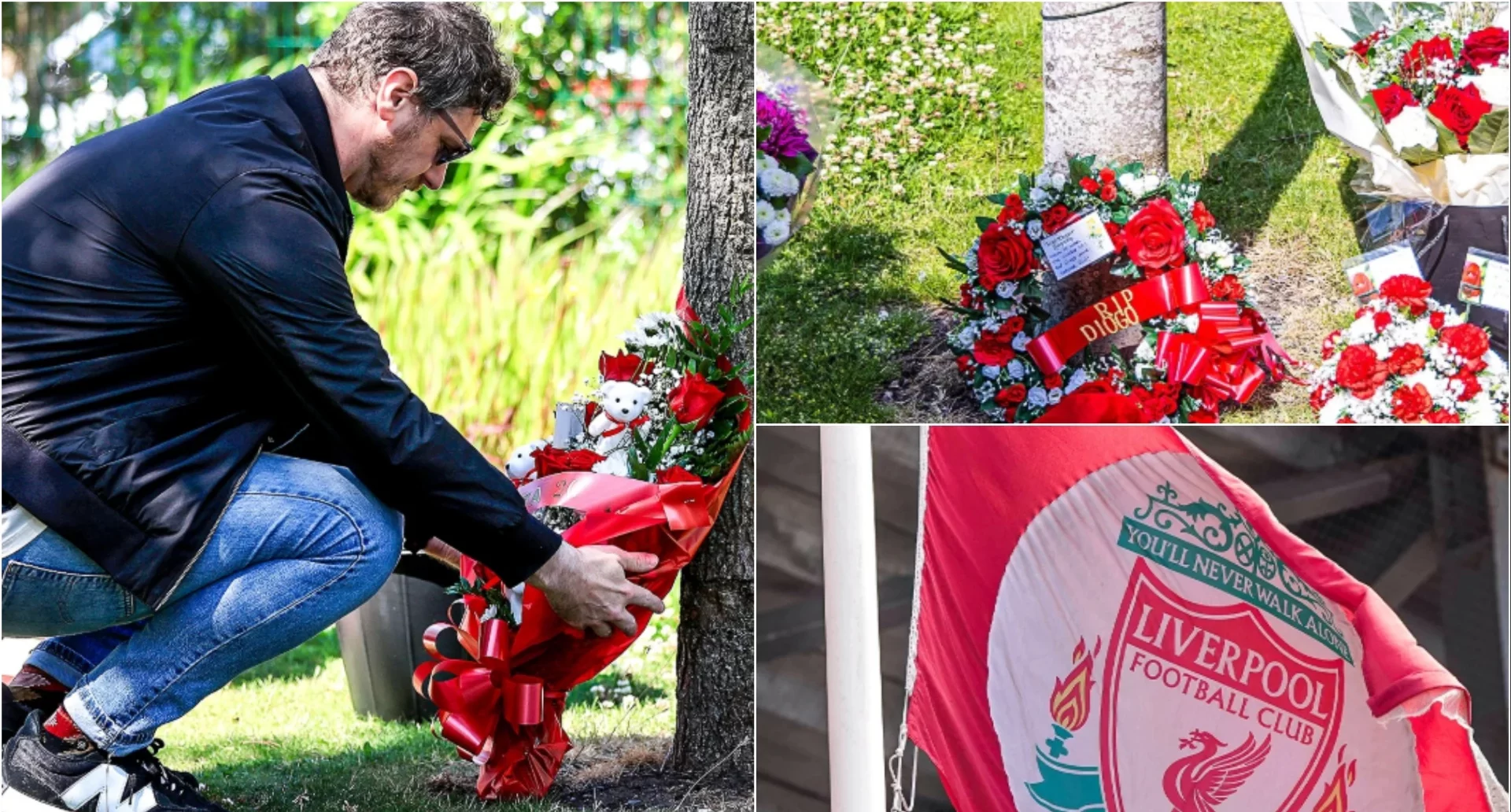 Tifozët e Liverpoolit nderojnë Diogo Jotën, flamuri ulet në gjysmështizë