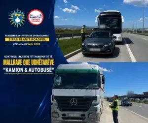 Policia shqiptoi 416 gjoba javën e kaluar gjatë kontrollit të mjeteve të transportit të mallrave dhe udhëtarëve